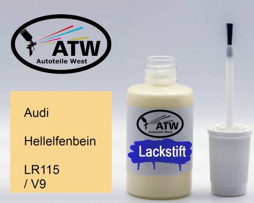 Audi, Hellelfenbein, LR115 / V9: 20ml Lackstift, von ATW Autoteile West.